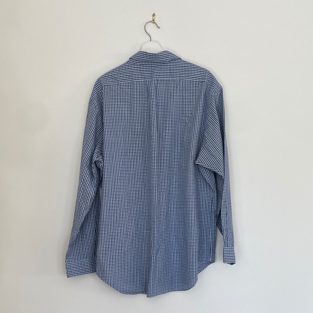 Ralph Lauren Mens Classic Fit Gingham Button Down Shirt Blue Size 17.5 34/35 - Picture 2 of 12